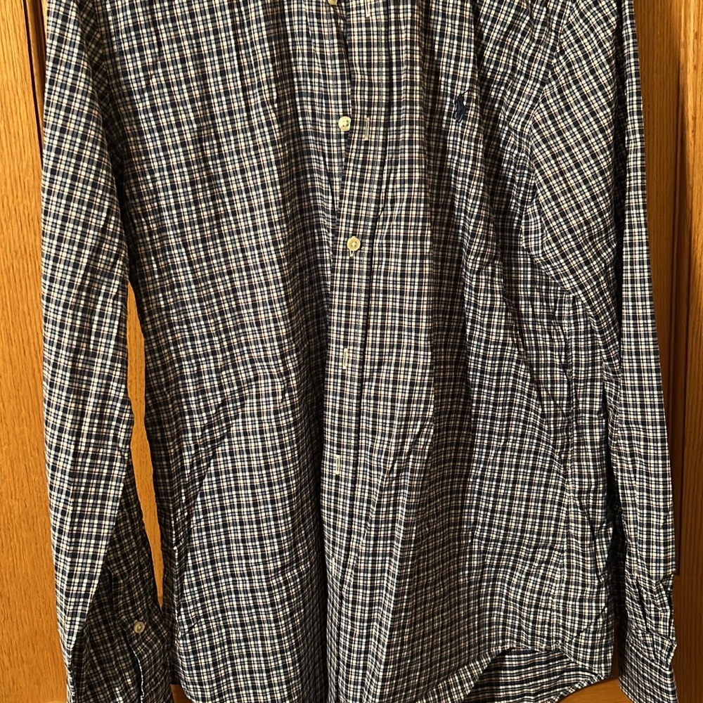 Men's Polo Plaid Navy Shirt
